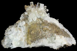 Columnar Calcite Crystal Cluster on Quartz - China #163998