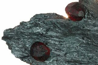 Plate of Two Large Red Embers Garnets in Graphite - Massachusetts #165502