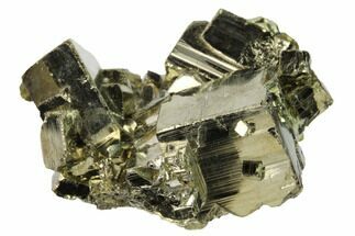 Lustrous, Cubic Pyrite Crystal Cluster with Chalcopyrite - Peru #167704