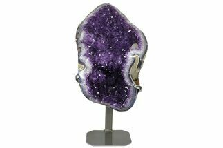 Amethyst Geode Section with Calcite on Metal Stand - Uruguay #171907