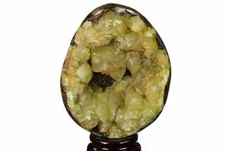 Septarian Dragon Egg Geode - Black & Yellow Crystals #172794