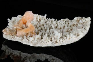 5.7" Peach Stilbite Crystals on Sparkling Quartz Chalcedony - India - Crystal #176834
