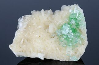 Green Apophyllite Flower on Stilbite Crystals - India #176816