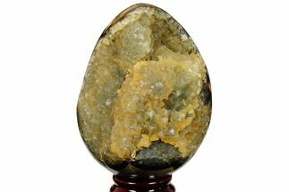 Septarian Dragon Egg Geode - Yellow Calcite Crystals #177436