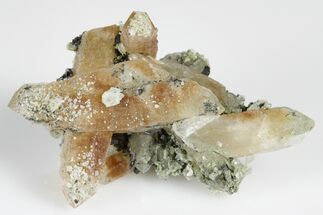 Quartz Crystals with Calcite & Loellingite - Inner Mongolia #180335