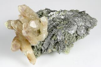 Quartz Crystal Cluster with Calcite & Loellingite -Inner Mongolia #180386