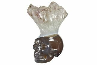 Polished Agate Skull with Amethyst Crown #181951