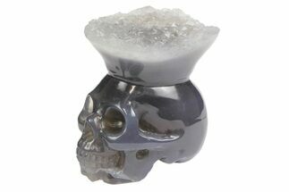Polished Agate Skull with Quartz Crown #181962