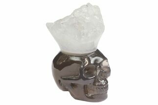 Polished Agate Skull with Quartz Crown #181974