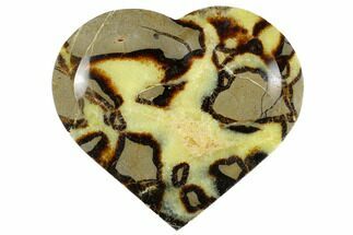 7" Polished, Heart-Shaped Septarian Dish - Madagascar - Crystal #174410