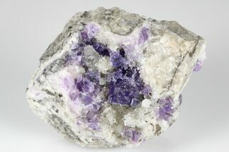 2.1" Purple, Cubic Fluorite Crystals with Quartz - Berbes, Spain - Crystal #183827