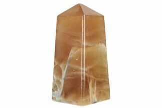 3.3" Polished, Banded Honey Calcite Obelisk  - Crystal #187467