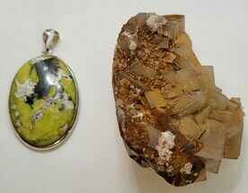 Lot: Stone Pendant & Fluorite #191709
