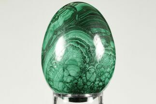 3.4" Flowery, Polished Malachite Egg - Congo - Crystal #193134