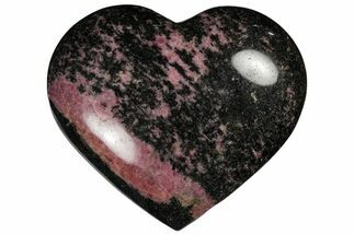 3.8" Polished Rhodonite Heart - Madagascar - Crystal #196240