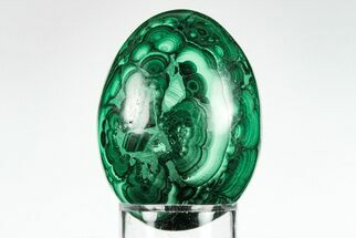 2.25" Flowery, Polished Malachite Egg - Congo - Crystal #199133
