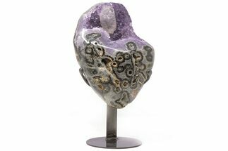 10.7" Amethyst Geode with Calcite on Metal Stand - Uruguay - Crystal #199676
