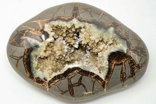 7" Polished, Crystal Filled Septarian Nodule - Utah - Crystal #200206