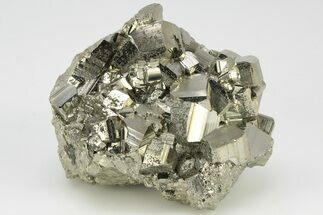 Gleaming, Striated Pyrite Crystal Cluster - Peru #202990