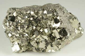 4.6" Gleaming Cubic Pyrite Crystal Cluster - Peru - Crystal #202970