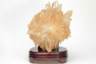 Tangerine Quartz Crystal Cluster with Wood Base - Madagascar #205883