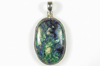 1.35" Vibrant Malachite & Azurite Pendant - 925 Sterling Silver   - Crystal #205753