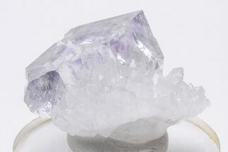 Purple-Zoned Cubic Fluorite Crystal with Quartz - China #205600