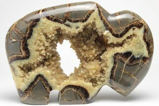 Calcite Crystal Filled, Polished Septarian Bison - Utah #207769