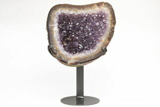 Sparkly, Amethyst Geode With Polished Rind on Metal Stand #209168