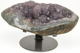 Dark Purple Amethyst Geode With Metal Base #208995
