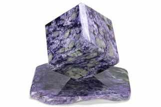 Polished Purple Charoite Cube with Base - Siberia, Russia #212573
