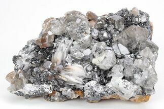 Cerussite Crystals with Bladed Barite on Galena - Morocco #213555