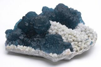 Blue, Cubic/Octahedral Fluorite on Quartz - Inner Mongolia #213852