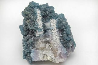 Blue, Cubic/Octahedral Fluorite Encrusted Quartz - Inner Mongolia #213878