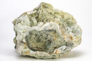 Green, Bladed Prehnite Crystals with Quartz - Morocco #214949