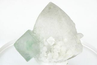 Green, Cubic Fluorite Crystal on Quartz - Inner Mongolia #216760