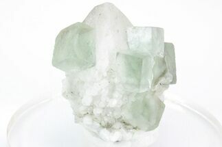 Green, Cubic Fluorite Crystals on Quartz - Inner Mongolia #216783