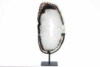 Polished Agate Slice With Metal Base #216865