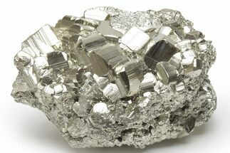 Striated, Cubic Pyrite Crystal Cluster - Peru #218504