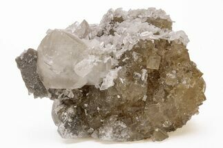 Gemmy, Cubic Fluorite Cluster w/ Calcite & Barite - Moscona Mine #219078