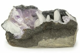 Chalcedony Encrusted Amethyst and Barite Crystals - India #220132