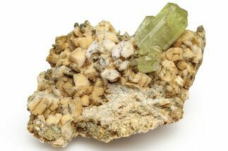 Lustrous, Yellow Apatite Crystals With Feldspar - Morocco #221041