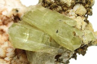 Lustrous, Yellow Apatite Crystals With Feldspar - Morocco #221045