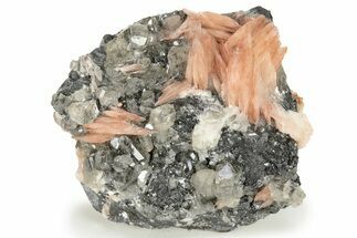 Cerussite Crystals with Bladed Barite on Galena - Morocco #222917