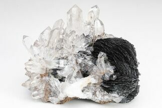 Quartz Crystals On Sparkling Bladed Hematite - Lechang Mine #226001