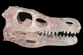 Carved Rose Quartz Dinosaur Skull - Roar! #227041