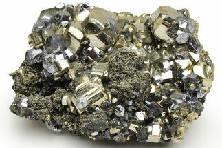Lustrous Galena Crystals on Gleaming Pyrite and Sphalerite - Peru #231567