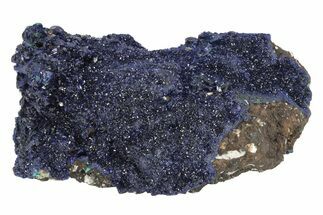 Sparkling Azurite Crystals on Fibrous Malachite - China #231822