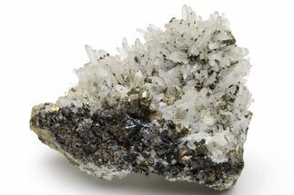 Gleaming, Striated Pyrite and Quartz on Sphalerite - Peru #233419