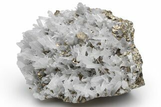 Gleaming, Striated Pyrite Crystals with Quartz Crystals - Peru #233422